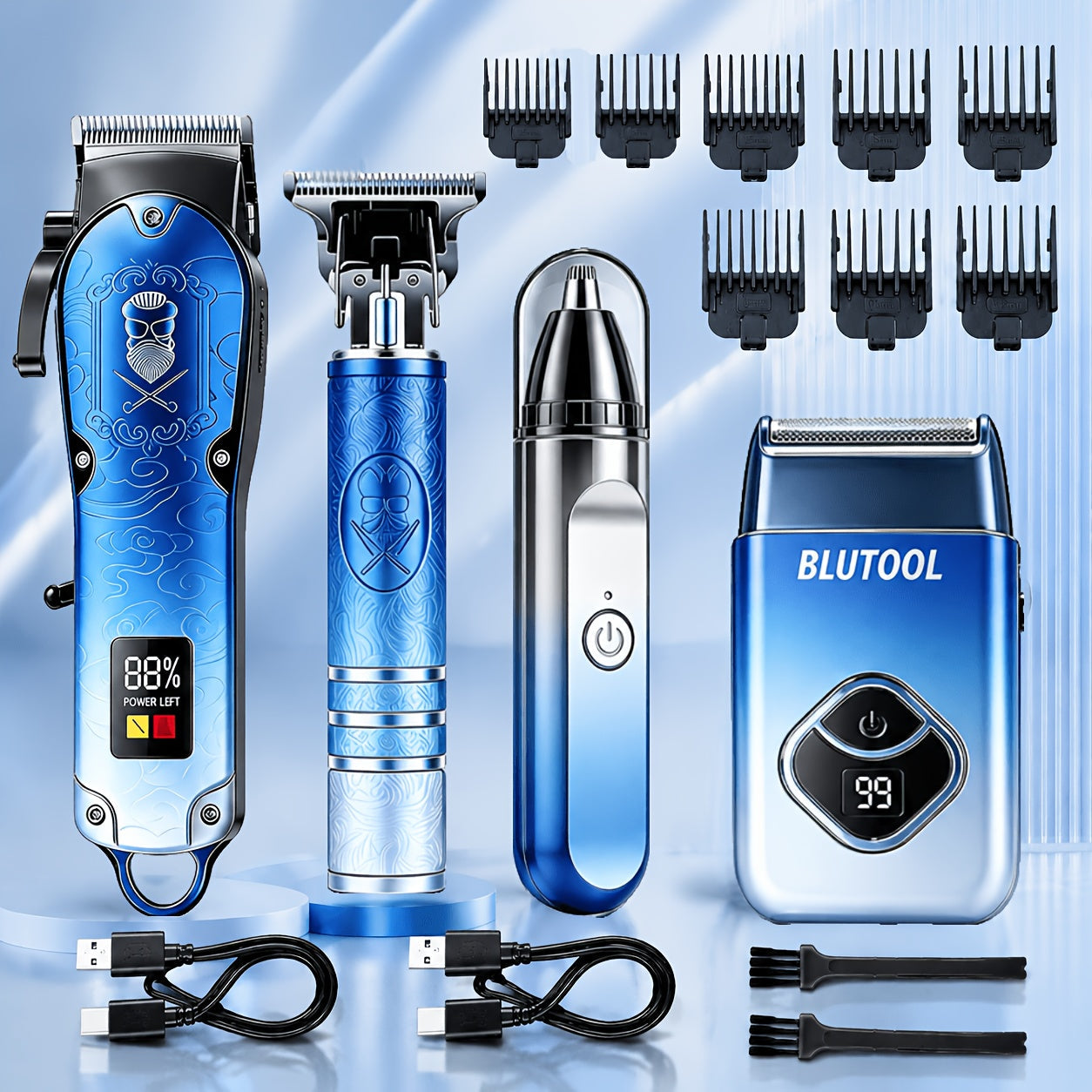 Men's Grooming Kit Hair Clipper & Electric Shaver USB Rechargeable Cordless LED Display – Precision Beard Trimmer Face Shaver Set for Hair