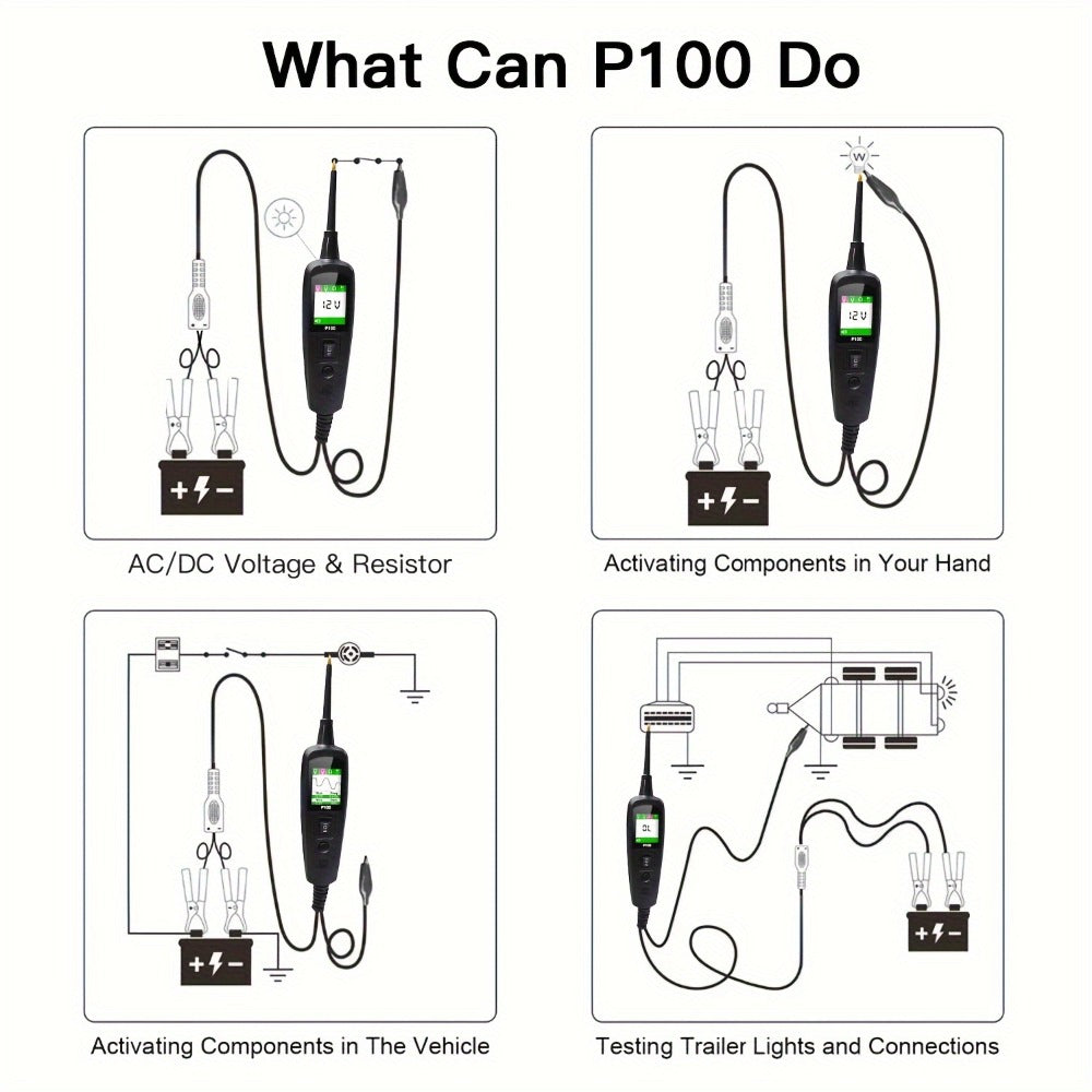 Circuit Tester Probe Kit Topdiag P100 AC DC Voltage Tester 12V 24V Car Diagnostic Tool for Entryways, Bedrooms and Living Spaces