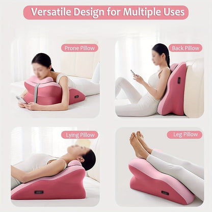Bed Pillow Contoured Memory Foam Reading Cushion with Removable Washable Cover in Seven Colors