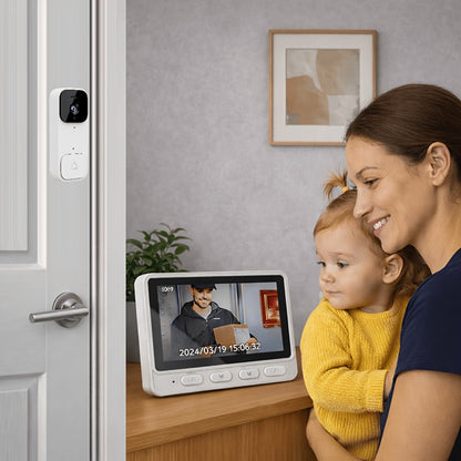 Smart Video Doorbell Wireless Touchscreen Display, Motion Detection 2-Way Audio Local Storage No Subscription