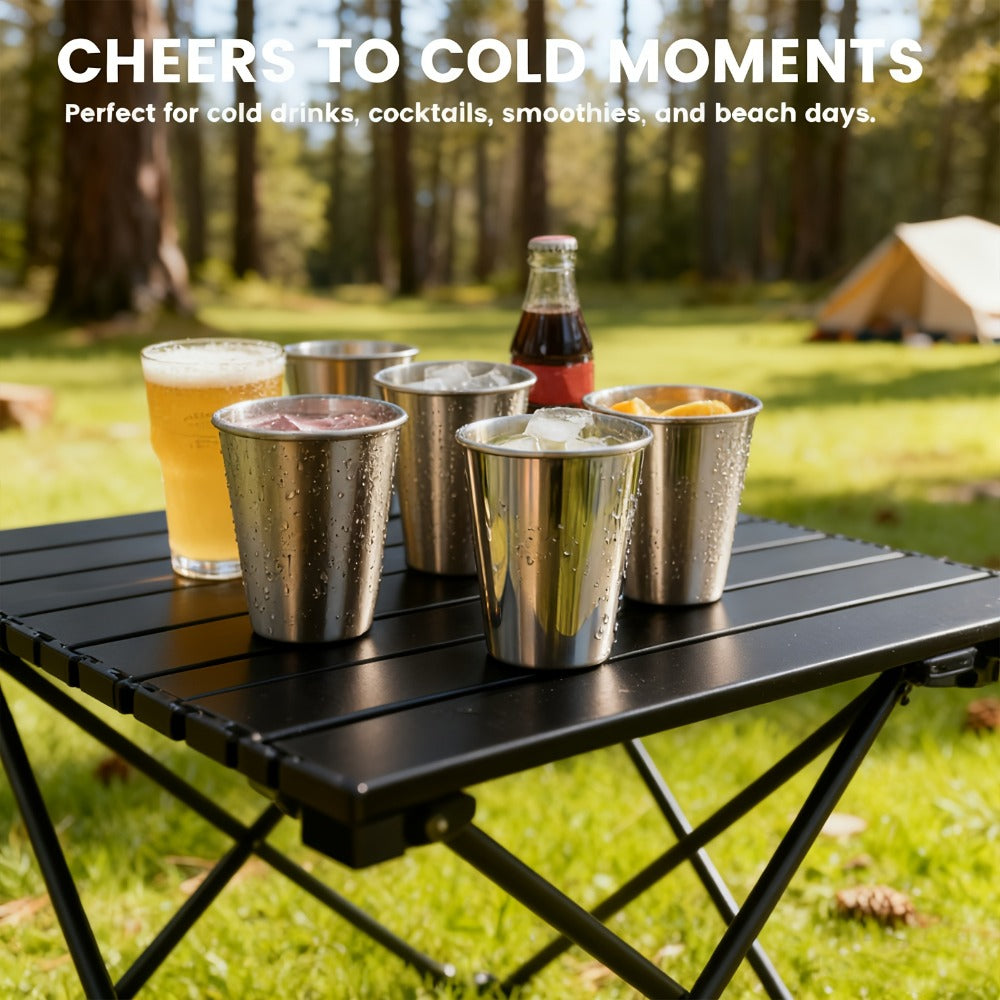 Stainless Steel Pint Glasses 12 Pack 16oz, Unbreakable Metal Drinking Cups, Commercial Grade Stackable Barware