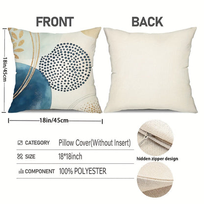 Navy and Gold Geometric Throw Pillow Covers, Four-Piece 18 x 18-Inch Polyester Set with Hidden Zippers