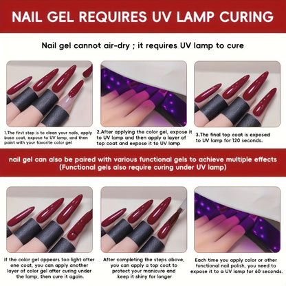 Gel Nail Polish 6-Color Gentle White Set with Milk-Tea, Cherry-Blossom Pink and Soft Shades for UV/LED Soak-Off Cure