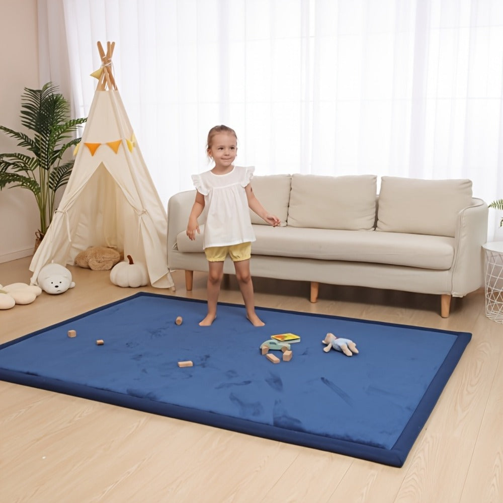 Padded Tatami-Style Area Rug in Six Solid Colors with 50-Inch Square to 79 x 118-Inch Sizes