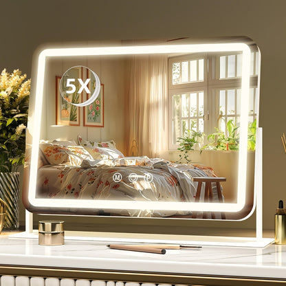 Vanity Mirror with Lights and 5X Magnifying Spotlight, for Makeup, Travel and Everyday Vanity Use