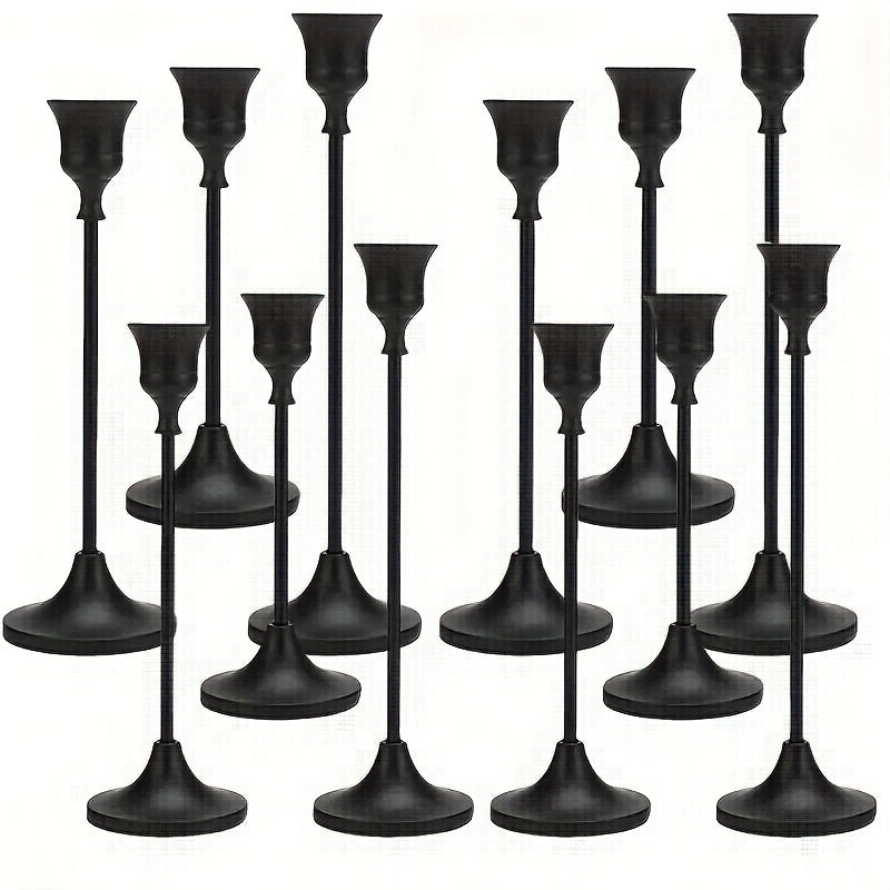 Metal Bell Candlestick Holders Set, Vintage Copper & Black Taper Candle Holders for Wedding Centerpieces