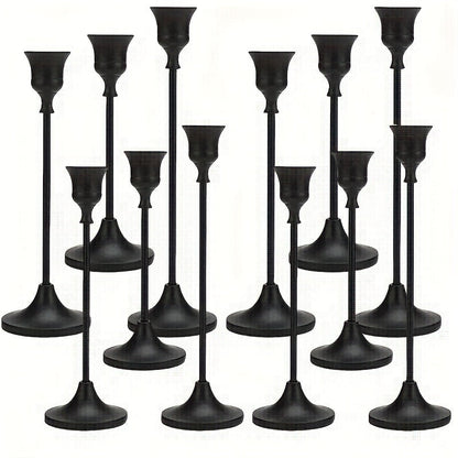 Metal Bell Candlestick Holders Set, Vintage Copper & Black Taper Candle Holders for Wedding Centerpieces