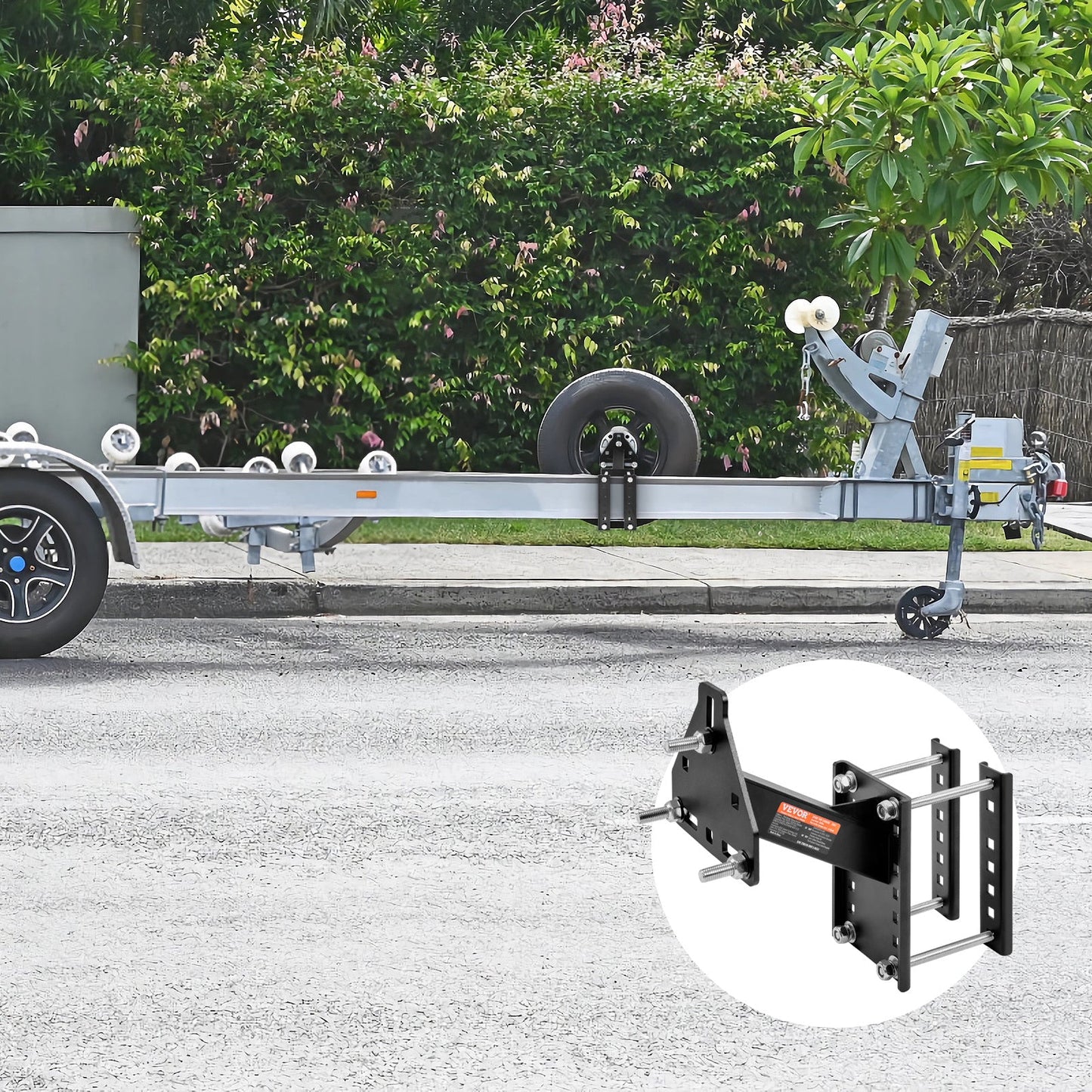 Trailer Spare Tire Carrier Mount 160 LBS – Steel Universal Spare Tire Holder for Utility Marine Trailer, Fits 4 5 6 8 Lug Wheels