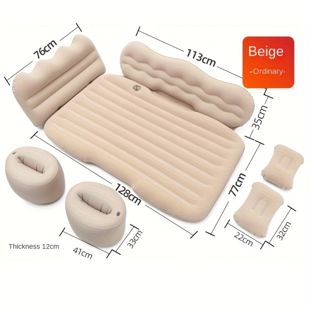 Inflatable Car Bed Plush Folding Design with Storage Bag & Tool Kit Soft Skin-Friendly Comfortable Outdoor Car Air Mattress for Camping