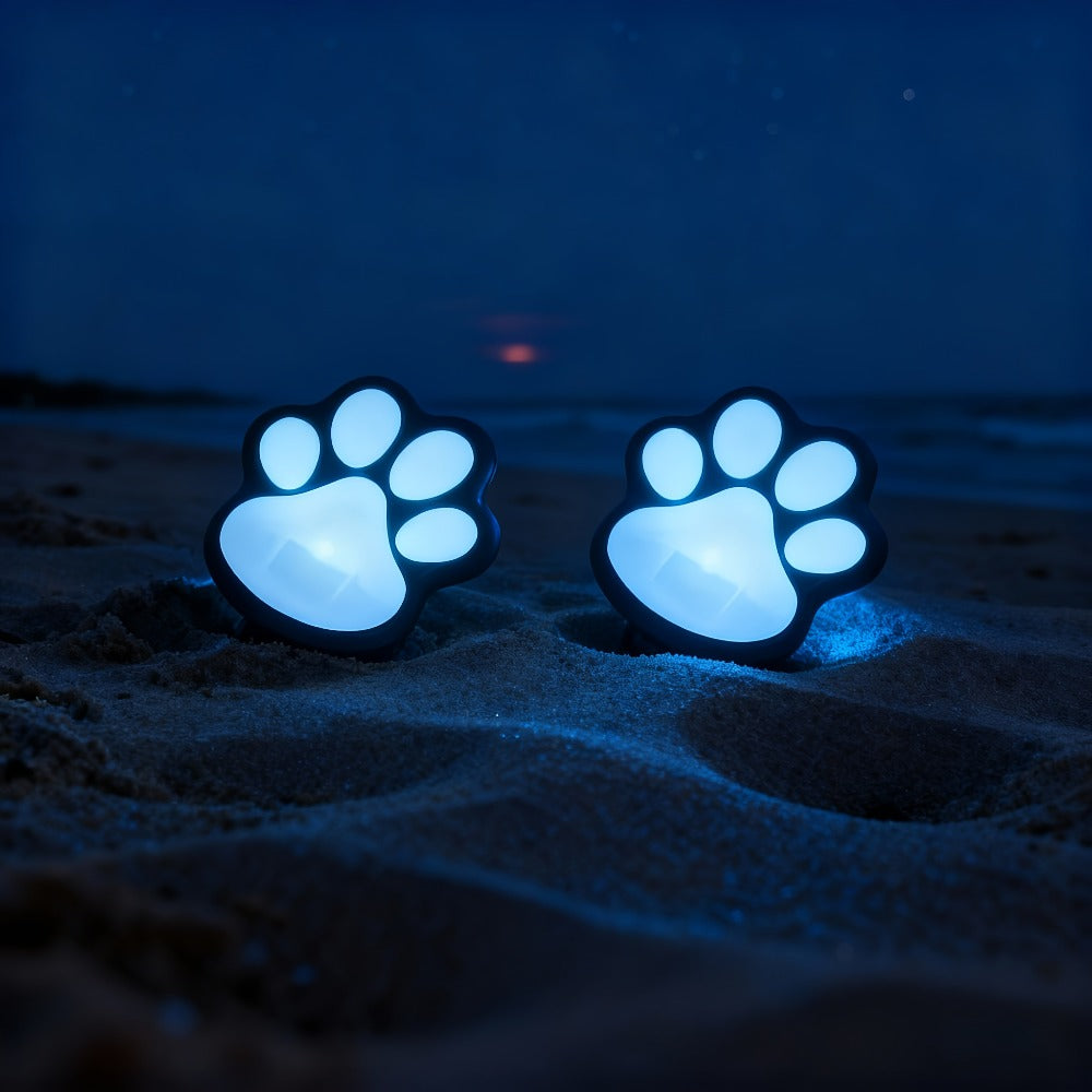 Solar Paw Print Garden Lights 2-Pack, LED Outdoor Path Lights IPX4, Lawn Terrace Yard Decor for Wedding Party Christmas Valentine