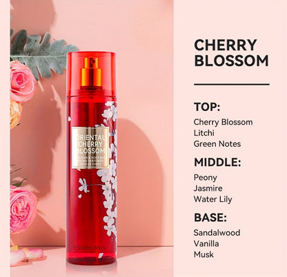 Body & Hair Fragrance Mist for Women 2PCS Set - Perfume Spray 8 fl oz, Fruity Floral Scents Peach Pear Cherry Blossom