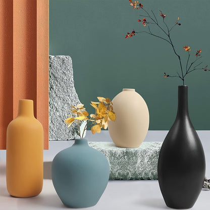 Ceramic Vase Set of 4 Small Vases for Dried Flowers Pampas Grass, Morandi Color Modern Farmhouse Home Decor