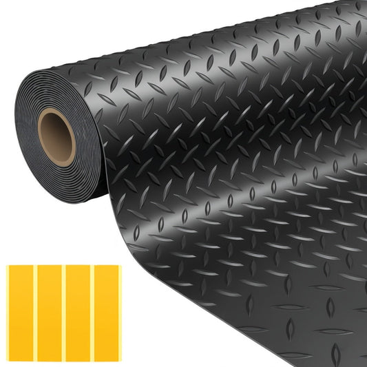 Garage Floor Mat Diamond Plate – 2.8mm Heavy Duty Parking Mat, Water & Stain Resistant Floor Runner for Garage