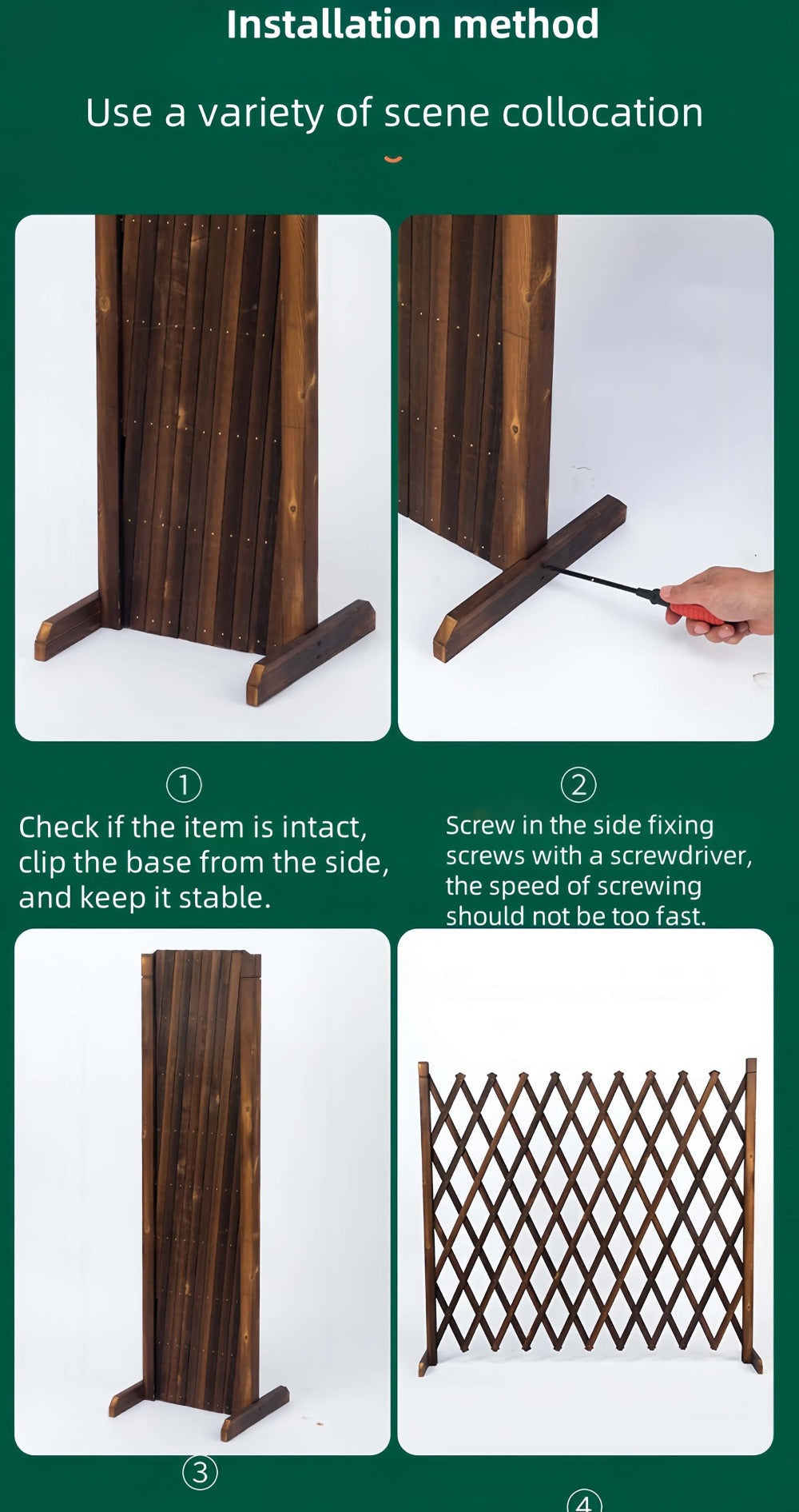 Expandable Wooden Pet Gate Fence Freestanding Retractable Indoor Outdoor Safety Barrier for Entryways, Bedrooms and Living Spaces