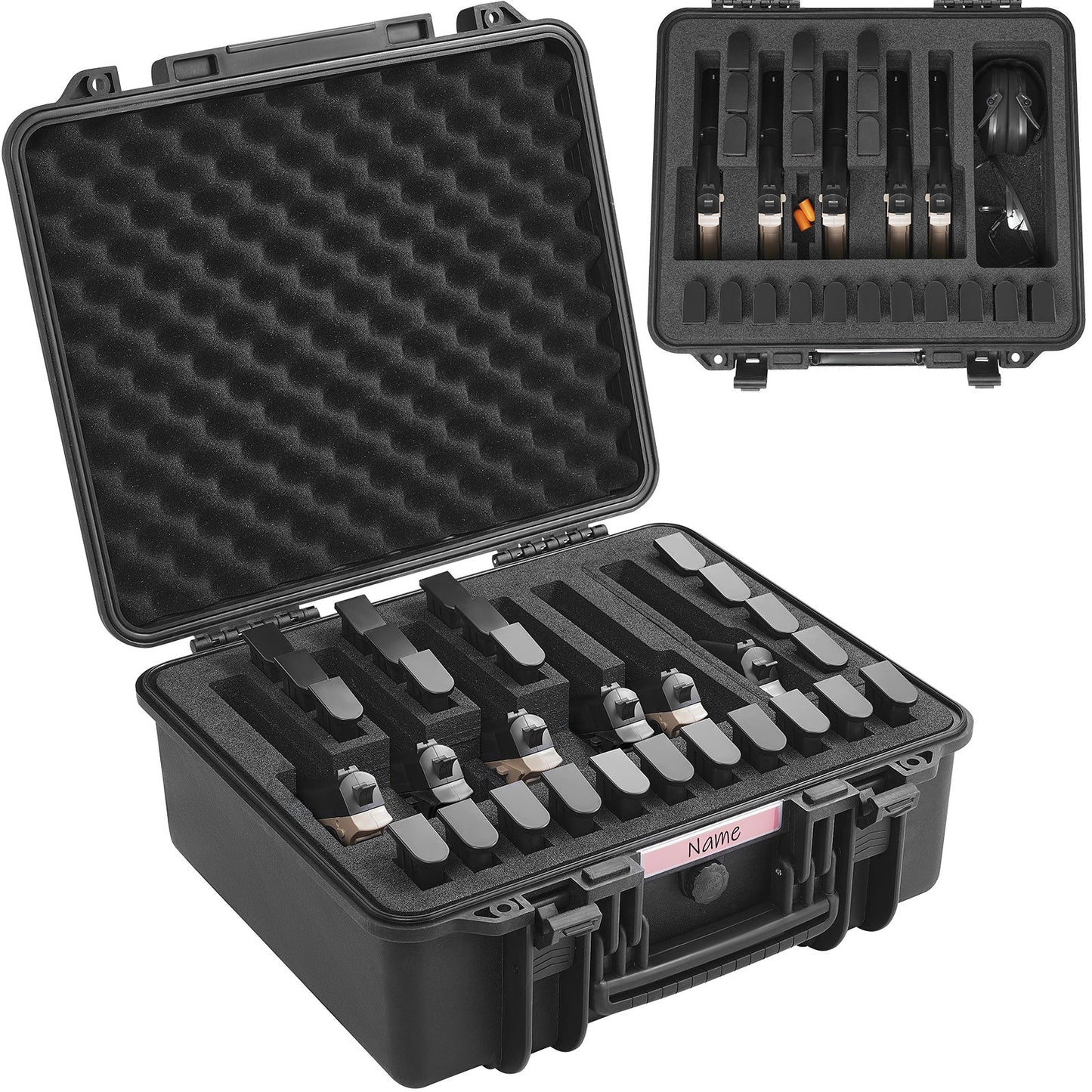 Hard Pistol Case IP67 Waterproof – TSA Approved Lockable Handgun Case with XPE Pre-Cut Foam Lining, Pressure Release Valve & Dual Padlock