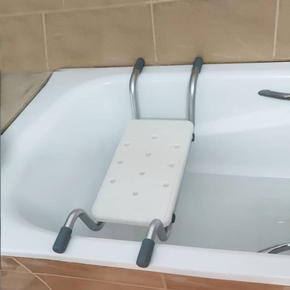 Bath Seat Adjustable Aluminum Shower Chair, Suspended Bathtub Stool with Anti-Slip Handles, Retractable Bath Board for Elderly