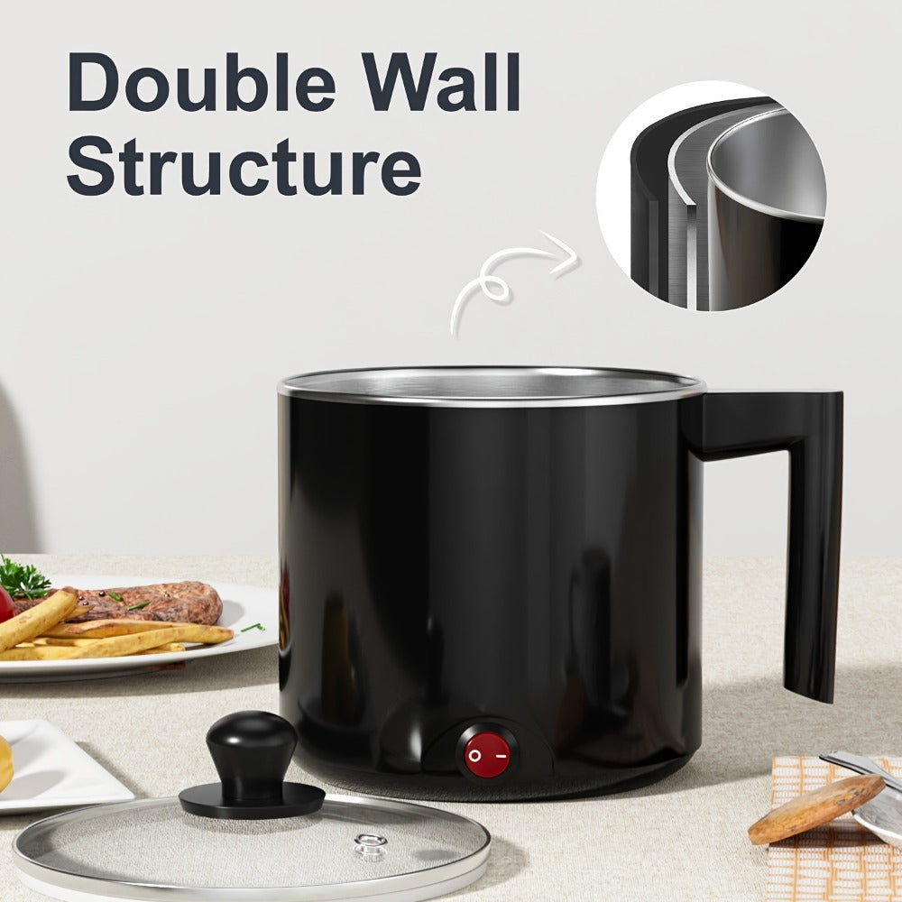 Electric Hot Pot 1.5L Non-Stick Saucepan, Portable Mini Electric Cooker for Noodles, Pasta, Eggs