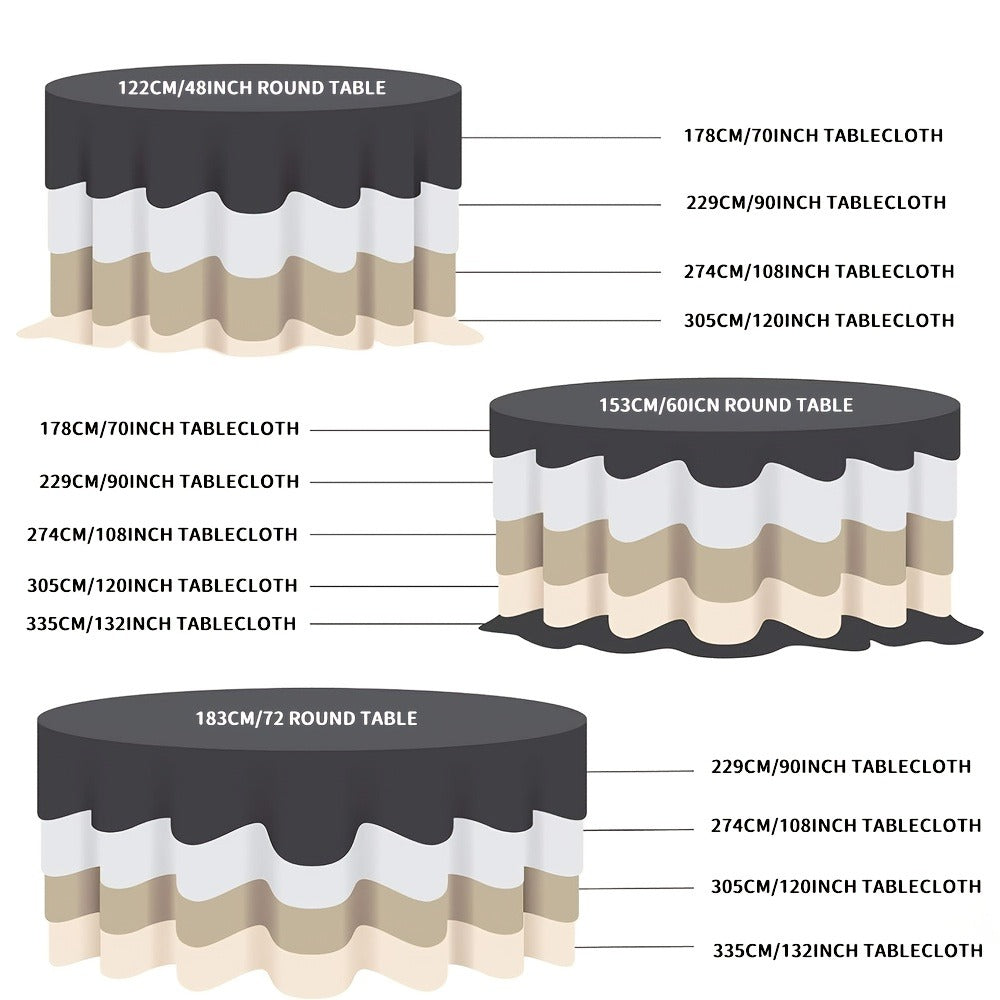 120 Inch Round Tablecloth Bulk Pack – Wrinkle-Free Table Cover for Wedding, Party, Christmas & Halloween, Black or White (6/12/18 Pack)