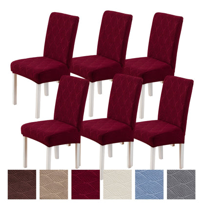 Chair Cover Set of Six Stretch Dining Slipcovers with Little-Leaf Pattern in Six Available Color Choices