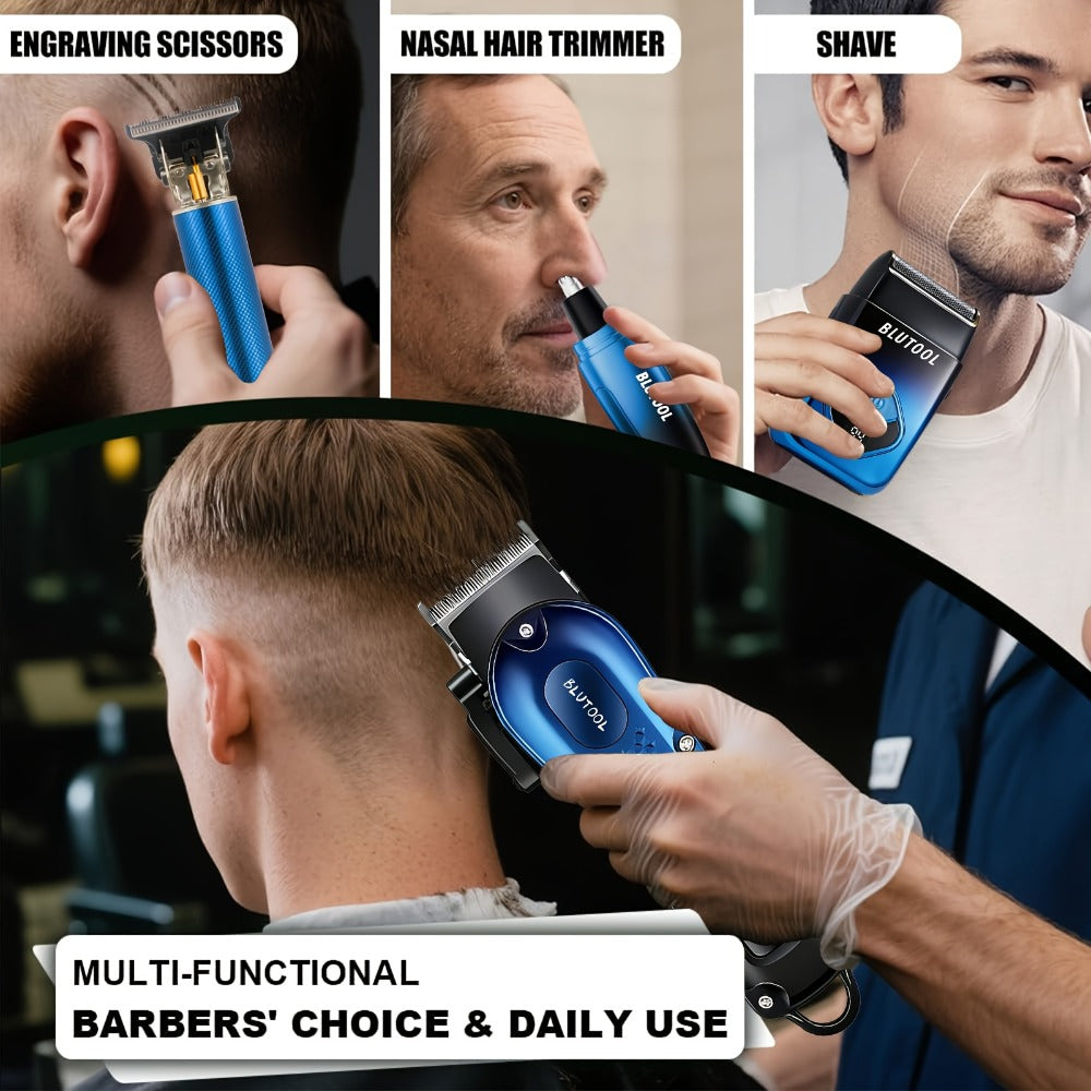 Electric Hair Trimmer & Beard Shaver Set for Men - Professional Rechargeable Hair Clipper with LED Display