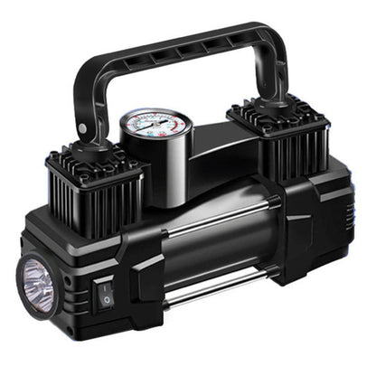 150 PSI 12V Dual-Cylinder Tire Inflator with Analog or Digital Gauge, LED Light and Carry Handle