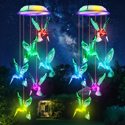 Solar Hummingbird Butterfly Pendant Light 6 LED Color, for Garden, Pathway and Patio Lighting
