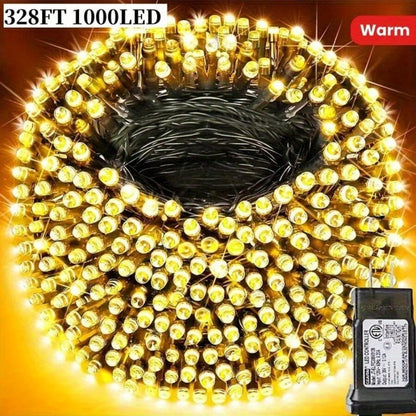 1000 LED 328ft Fairy String Lights Outdoor - White Twinkle Gypsophila Style, 8 Modes, Flexible Wire for Garden