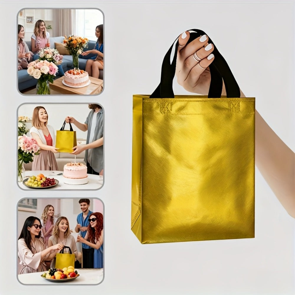 Gift Bags Bulk 100pcs Medium 10.2x12.6x3.9 Inch with Handles - 10 Colors Reusable Paper Gift Bags for Party Favors