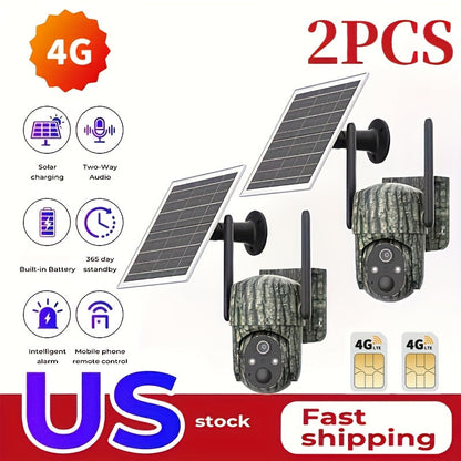 4G Cellular Game Camera Solar Powered – 2K Live View, 0.02s Motion Trigger, Night Vision, No WiFi Needed for Hunting & Wildlife