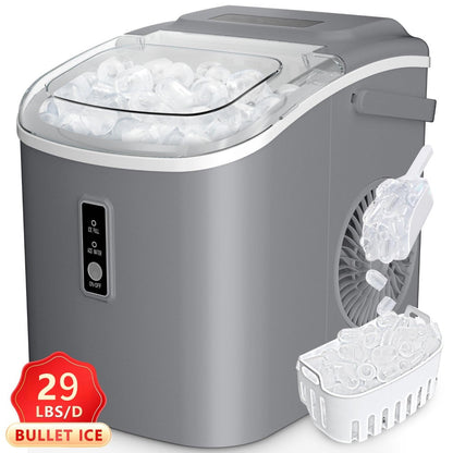 Self-Cleaning Ice Maker Countertop 8 Cubes in 6 Minutes, 2 Ice Sizes S/L, 26-Per Day, Smart ICE FULL & ADD WATER Indicators