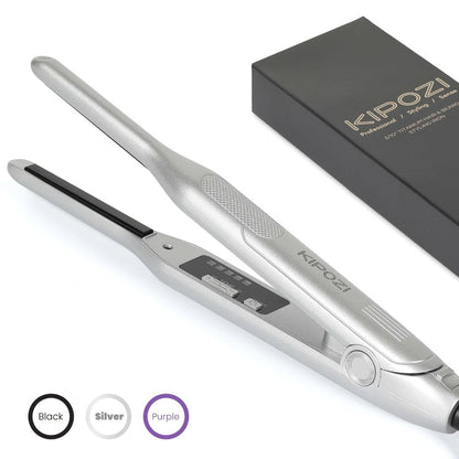 Mini 0.3 Inch Hair Straightener 2-in-1 Curler Titanium Plates 5 Heat Settings 450°F, for Home, Travel and Salon Hair Styling