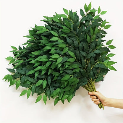 Artificial Italian Ruscus Greenery Stems 27.6" – Faux Green Leaf Spray for Wedding Arch, Bouquet Filler, Table Centerpiece & Home Decor |