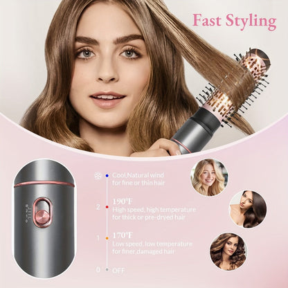 5-in-1 Hot Air Styling Comb Set Negative Ion Hair Dryer Brush with 5 Interchangeable Heads, for Home, Travel and Salon Hair Styling
