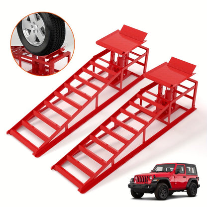 Hydraulic Car Ramps 2-Pack 11050 LBS 5T – Heavy Duty Iron Vehicle Lift Ramp 9"-14.2" for Oil Changes, Jack Support & Auto Maintenance