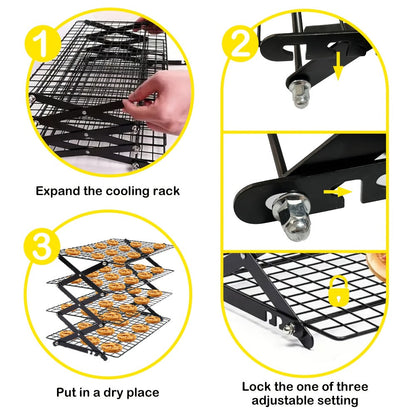 Foldable Cooling Rack Set, Stackable Oven Cookie Cake Drying Rack with Free Baking Tools (Silicone Spatula