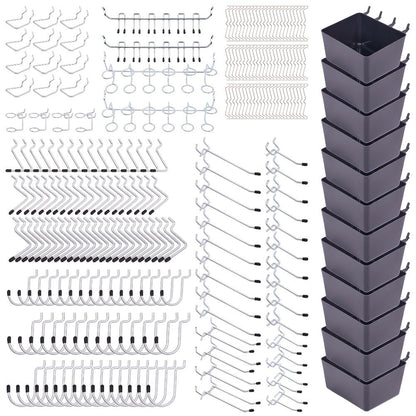 Pegboard Hooks Organizer Kit 278pcs with Bins – 1/8 & 1/4 Inch Peg Board Hook Assortment for Garage Wall Tool Storage | Hanging Storage