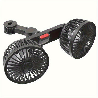 Car Fan for Back Seat – Dual Head USB Cooling Fan, Foldable 360° Rotation, Ultra-Quiet Motor, 70-Inch Cord, for Vehicle, Home & Office Use