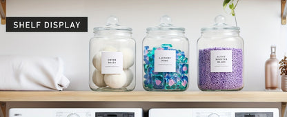 Airtight Glass Jars with Lids Labels and Spoons Half Gallon Storage Canisters for Laundry Detergent Pods Scent Booster Beads Kitchen Pantry