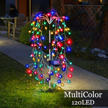 Solar Firecracker Cluster String Lights with 120 LEDs in Warm Color or Multicolor Checkout Options