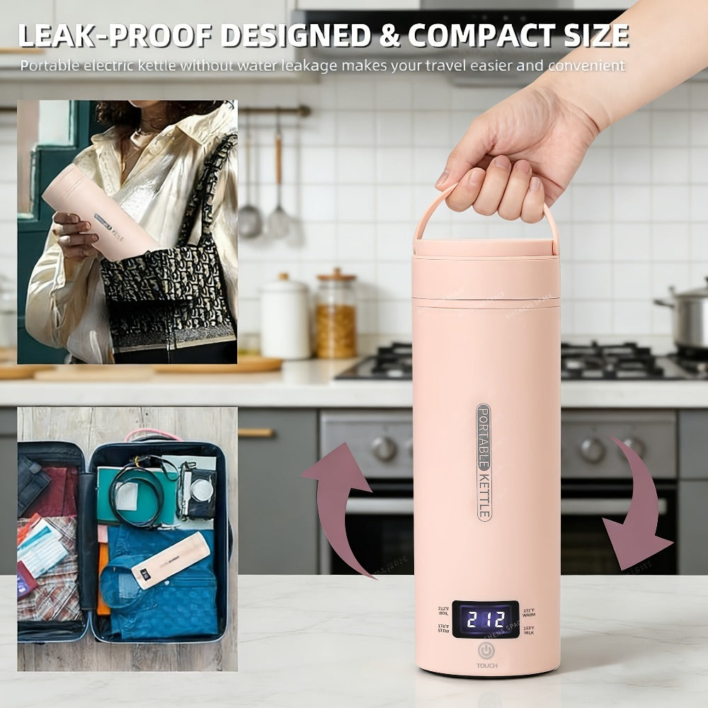 Travel Electric Kettle Mini Portable, Small Water Boiler with 4 Temperature Settings, 304 Stainless Steel