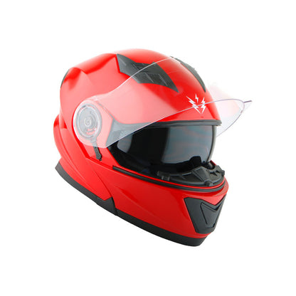 Motorcycle Helmet Modular Flip-Up Design with Dual Visors, Optional Three-Mode LED Tail Light and S-XL Sizes