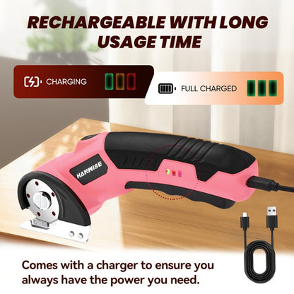 Electric Scissors Cordless 4.2V Rotary Cutter with 2000mAh Battery, 10000 RPM, Safety Lock, LED Light