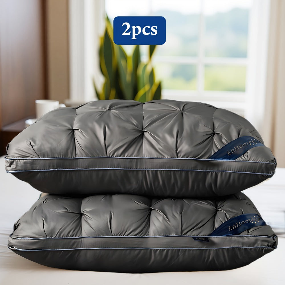 Bed Pillow Set of 2 with 900g Polyester Fill, Twisted-Flower Quilting and Adjustable Zipper
