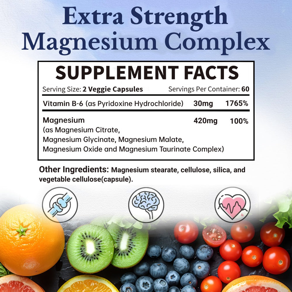 Magnesium Complex 420mg Capsules 120 Count with Vitamin B6 for Bath Time, Home Spa and Personal Care