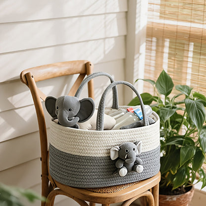 Cute Animal Woven Storage Basket, Decorative Desktop Organizer for Remote Controls, Toys, Stationery & Small Items