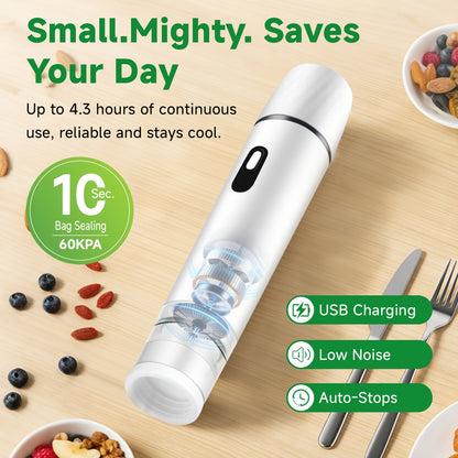Vacuum Sealing Machine with Reusable Vacuum Bags, Compact Handheld Food Sealer, Portable Meal Storage Device