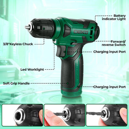 Cordless Drill Tool Kit 119/151PCS, 8V/12V Electric Power Drill Set with Screwdriver, Hammer, Wrench