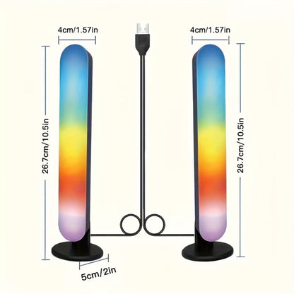 RGB LED Geometric Table Lamp with Remote Control – USB Powered Color-Changing Mood Light, Polished Metal End
