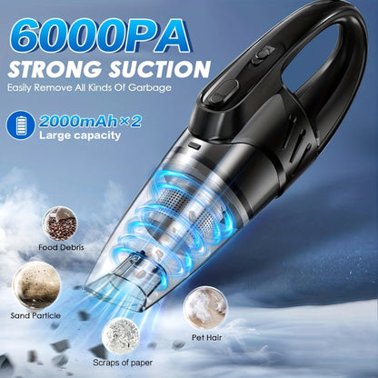 Model 807 Cordless Car Vacuum Cleaner with 6000Pa Pictured Rating, Five Accessories and Six Color Configurations