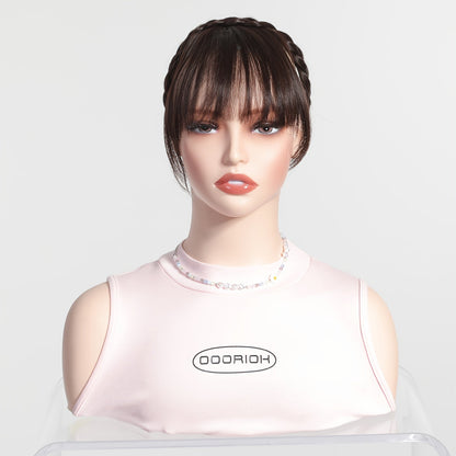 Hair Extensions Synthetic Braided Headband with 4-Inch Bangs, 55g Weight and Four Color Options